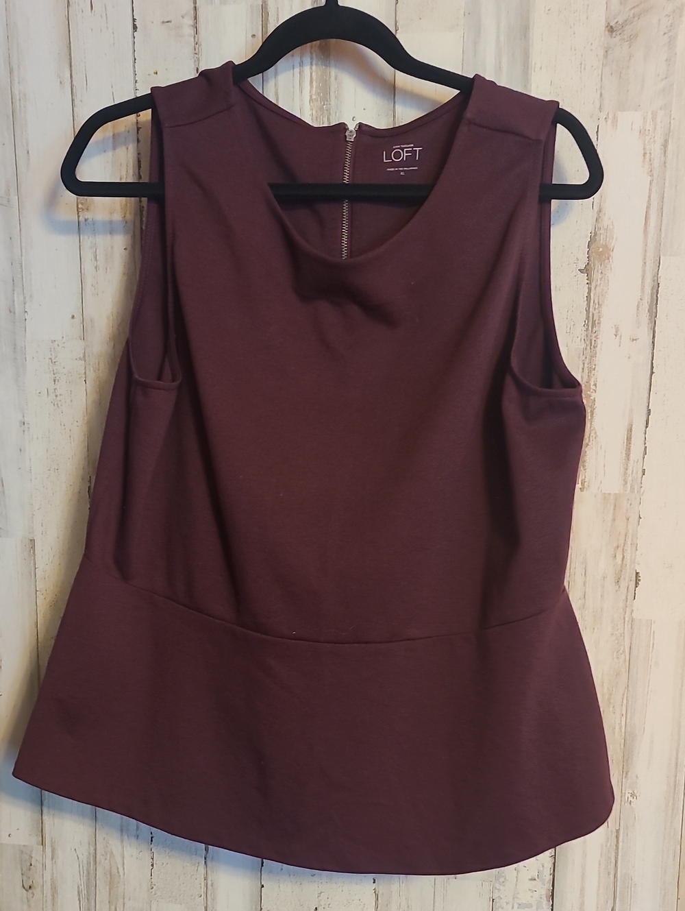 LOFT Sleeveless Peplum Top - Plum